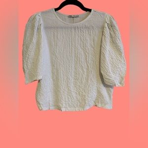 Zara Gauze Bubble Sleeve Top